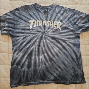 Thrasher Skateboards Magazine Grey Tie Dye Skateboarding T-Shirt Size XL